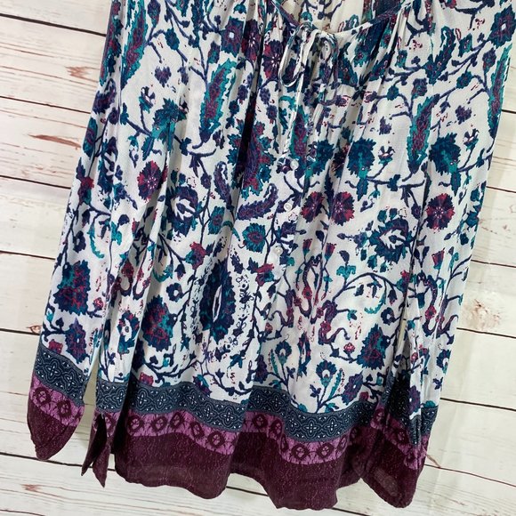 Lucky Brand Floral Graphic Print Long Sleeve Pullover Tunic NWOT Women's Medium - Picture 2 of 13